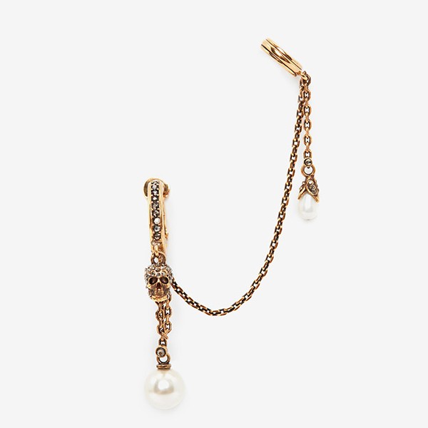 Alexander-McQueen-Pearl-Skull-Chain-Earclip
