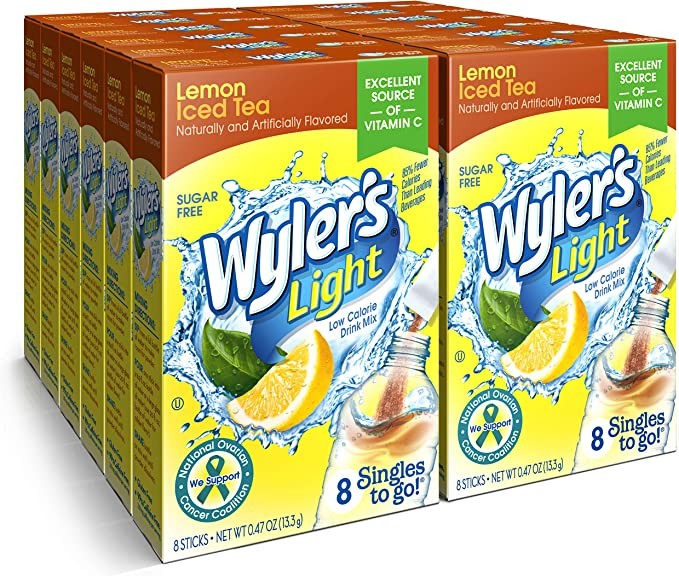 Wyler's Light Singles To Go Powder Pack, Brew, Lemon Iced Tea, 96 Packets (Box of 12)